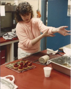 Karen (Davis) McCarthy prepares sweets in Clark’s Bakery kitchen in 1985. 