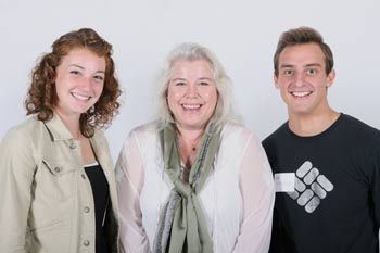 Scholarship donor Lori Jimerson with Alexandra White and Bogdan Goncharuk