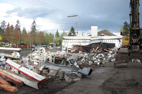 The demolition site as of Tuesday, March 31, 2015. Demolition started Monday, March 30.