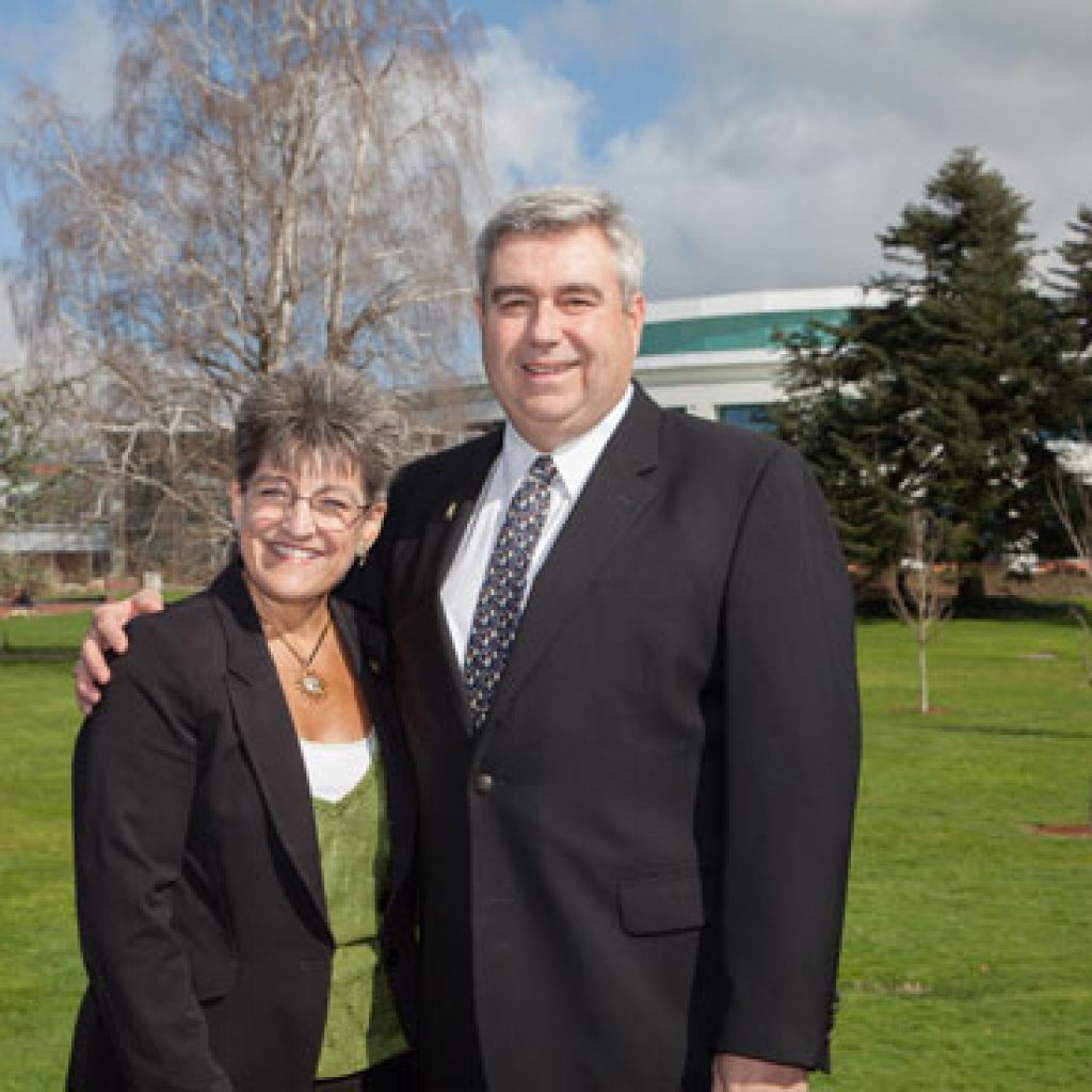Lisa Gibert is the CEO of Clark College Foundation. Bob Knight is the president of Clark College.