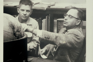 Upon his retirement as Social Science chair at Clark College, Prof. Fred Apsler decided to start a program of lifelong learning. He called it “Perspectives on Aging” and its first convocation in 1972 was titled: “Old Age – Time of Fulfillment and Reflection.” Fred is seen her with a Clark student.