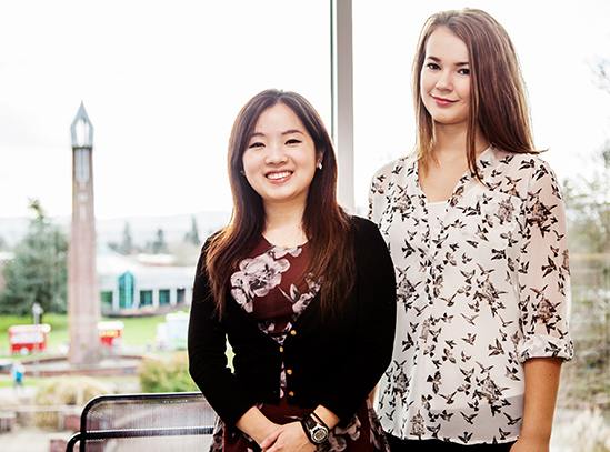 Left to right, Qi Wu and Tammy Senior are the 2016 All-Washington Academic Team members.