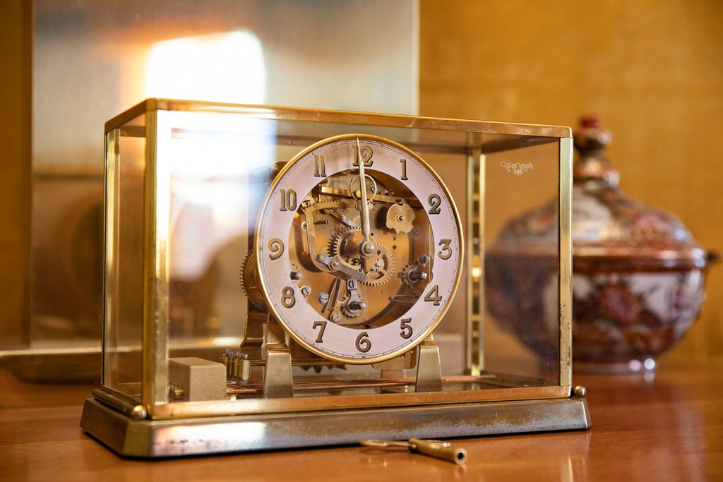 One of the clocks in George Oberg’s home. He has a affinity for antiques.