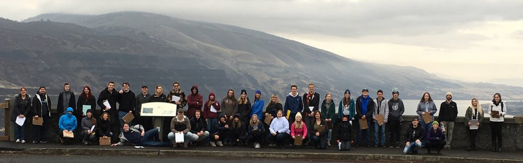 Professor Michelle Stoklosa’s class traveled to the Columbia River Gorge for a field trip in 2019.