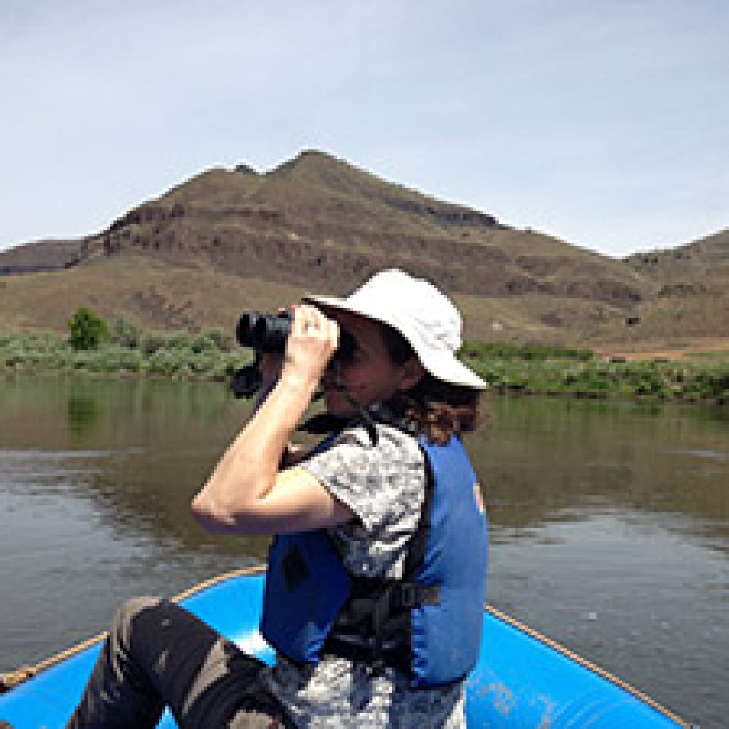 Professor Michelle Stoklosa on the river.