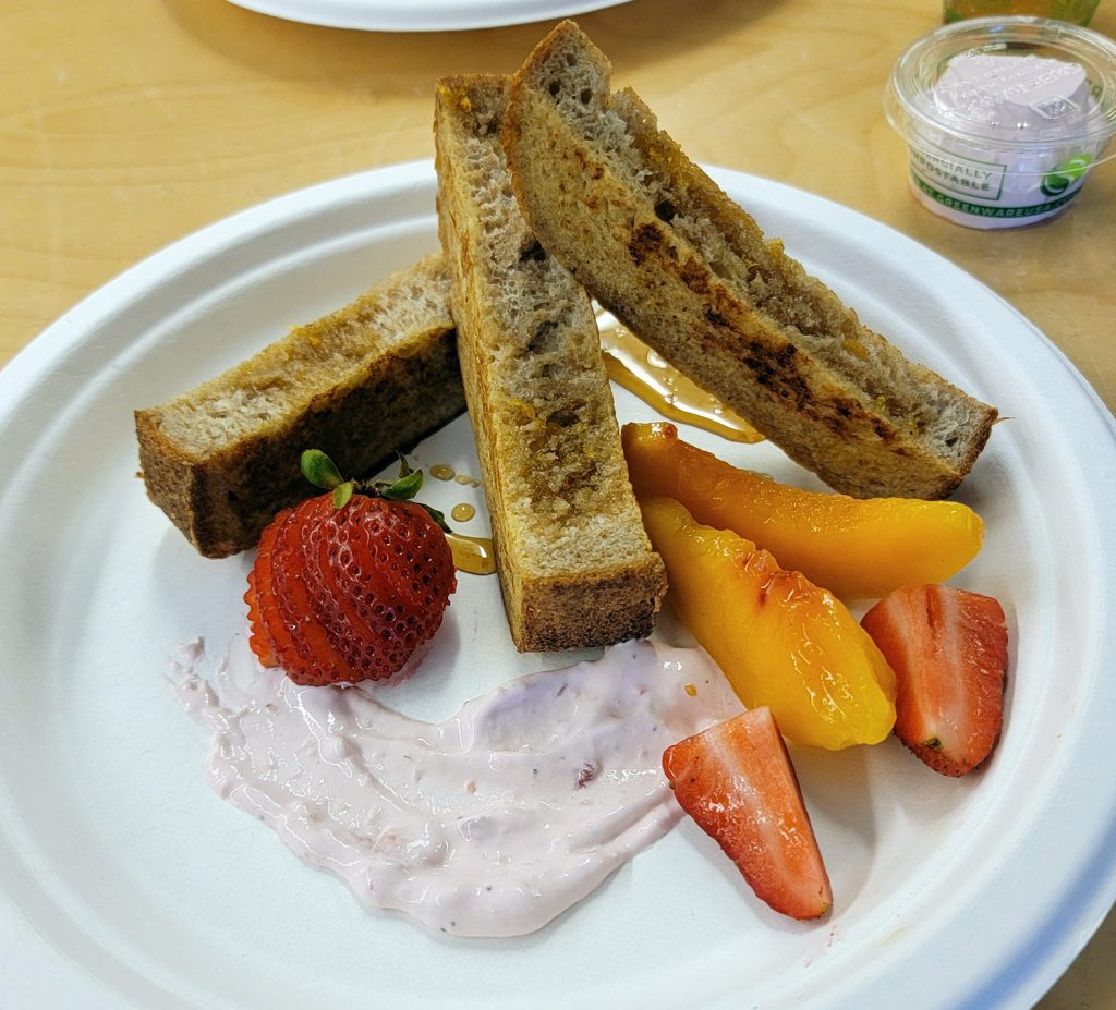 A plate of food prepared by Clark’s culinary students for children at Clark’s Child and Family Studies classroom.