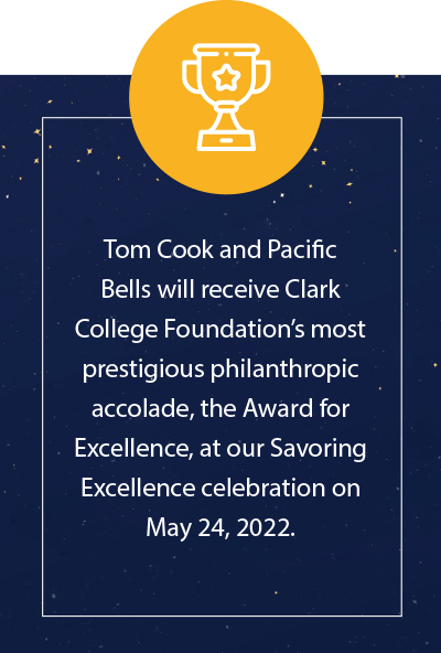 Tom Cook is sharing his good fortune with Clark College